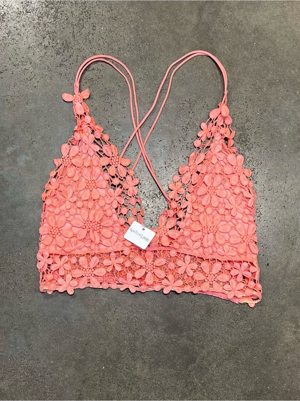 NWT Coral Floral Crochet Lace Bralette Medium